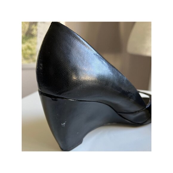 Franco Sarto Black Wedges 3 1/2 Inch Heels Womens Size 9 1/2 Wide - Picture 6 of 9